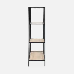 sweeek. 4-level industrial bookshelf in metal and wood effect Loft Natural 69x33x113.5 cm