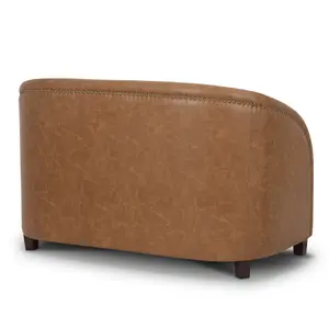 2 Seater Loveseat Small Sofa in Faux Leather Brown