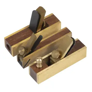 Sealey Mini Brass Plane Set Bull Nose Block Scraper Detailed Trimming 3pc MBP03