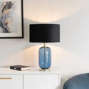 Anacristina Glass Table Lamp Blue / Black