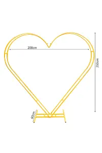 Dual Heart Gold Arch Stand Metal Frame - 6.8ft x 6.5ft , Gold