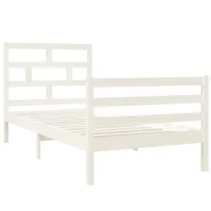 Berkfield Bed Frame White Solid Wood 90x200 cm 3FT Single