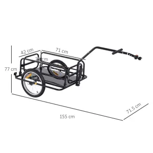 HOMCOM Folding Bicycle Cargo Storage Cart and Luggage Trailer with Hitch