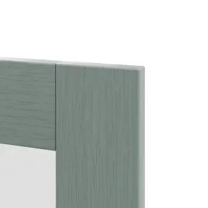 GoodHome Alpinia Matt green wood effect Shaker Glazed Tall glazed Cabinet door (W)500mm (H)895mm (T)18mm