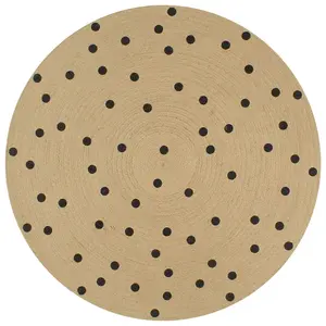 Berkfield Handmade Rug Jute with Print Polka Dot 90 cm