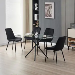 Miami Dining Table with 4 Black Amelia Velvet Chairs