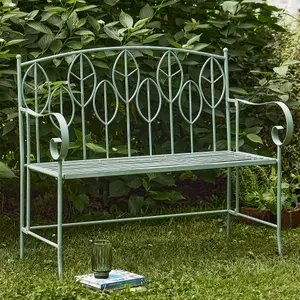 Traditional Style Green Iron Outdoor Garden Bench