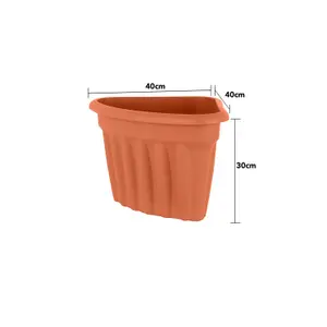 Wham 4x Vista Terracotta Plastic Planter, Corner Garden Plant Pot, Medium Floor Pot (40cm, 20L, Pack of 4)