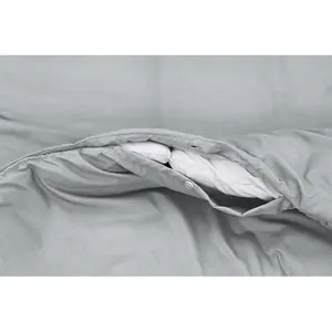 My Home Store Junco Microfiber 3 Piece Luxury Bratta Stitch Duvet Cover Sets With Pillowcase Grey/White / Single - 1 Standard Pillowcase