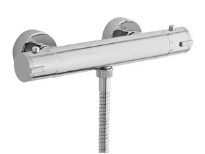 Contemporary Round Minimalist Thermostatic Shower Bar Valve (1 Outlet) - Chrome - Balterley