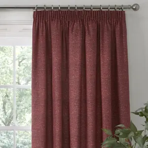 Pembrey Textured Pair of Pencil Pleat Curtains With Tie-Backs