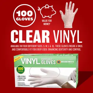 100 Vinyl Disposable Gloves Work Garage Medical Examination Clear, Small