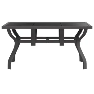 Berkfield Garden Table Grey and Black 140x70x70 cm Steel and Glass