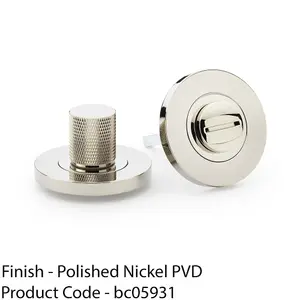 Modern Knurled Thumbturn & Release Lock - Polished Nickel - Bathroom Door WC