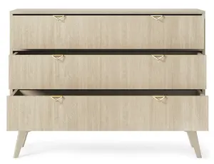 Elegant Forest Chest of Drawers H800mm W1060mm D380mm in Beige & Oak Scandi - A Touch of Warmth for Your Bedroom