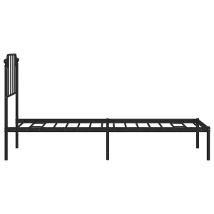 Berkfield Metal Bed Frame without Mattress with Headboard Black 80x200cm