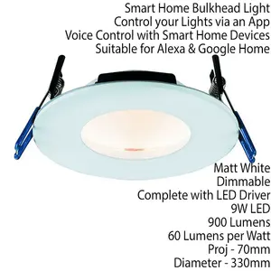 SMART WiFi LED Ceiling Downlight 9W Warm to Cool White Voice Control Dimmable