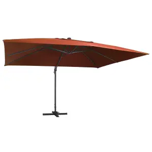 Berkfield Cantilever Umbrella with LED Lights Terracotta 400x300 cm