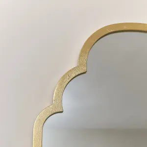 Melody Maison Gold Foiled Curved Scalloped Framed Wall Mirror 50cm x 100cm