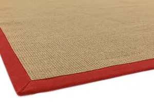 Red Bordered Plain Modern Easy to clean Rug for Dining Room Bed Room and Living Room-68 X 300cm (Runner)