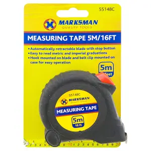 Set Of 2 Measuring Tape 16Ft Grip Safety Button Builders Carpenter Tool 5M