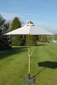 Hardwood Garden Parasol Umbrella - 2M Wide - (Light Grey)