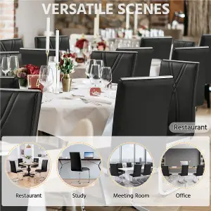 Yaheetech 2PCS Black Faux Leather Dining Chairs with Metal Legs