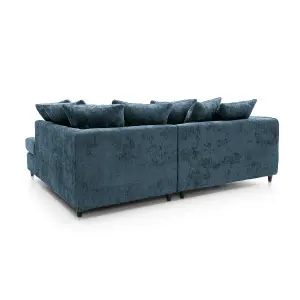 Harriet Crushed Chenille Right Facing Corner Sofa in  Dark Blue