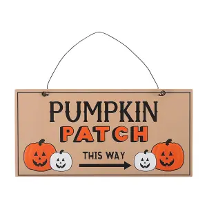 Something Different Pumpkin Patch Halloween Plaque Beige/Black/Orange (One Size)