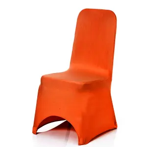 Polyester Spandex Chair Covers for Wedding Decoration - Orange, Pack of 10