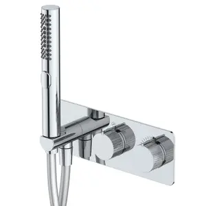 Carmelo Polished Chrome Wall-mounted Bath Shower Mixer Tap with Handset