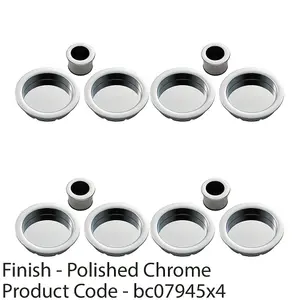 4 PACK - 29mm Sliding Door Rose & 2x 56mm Round Flush Finger Pulls - Polished Chrome