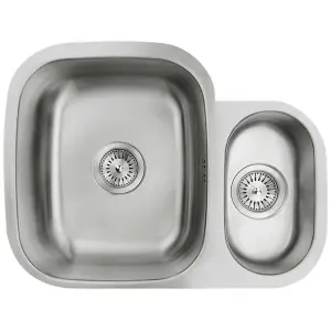 Astini Renzo 1.5 Bowl Brushed Stainless Steel Undermount Kitchen Sink RHSB