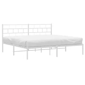 Berkfield Metal Bed Frame with Headboard White 200x200 cm