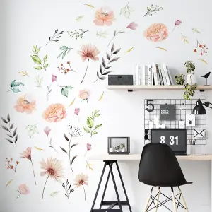 Walplus Pastel Watercolour Flowers Wall Stickers Mural Decal Room Décor