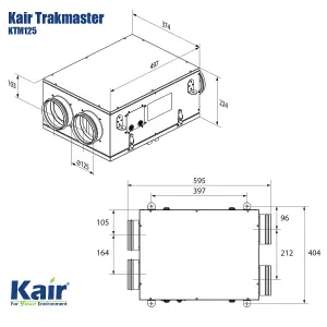 Kair Trakmaster 125 Slimline Heat Recovery Ventilation Unit