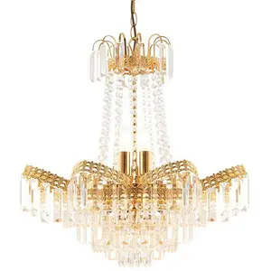 Hanging Ceiling Pendant Light GOLD & GLASS 9 Light Chandelier Lamp Bulb Fitting