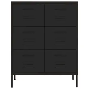 Berkfield Drawer Cabinet Black 80x35x101.5 cm Steel