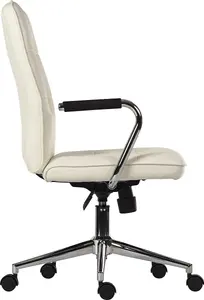 Piano Executive Chair in white bonded leather with gas lift seat height adjustment and tilt