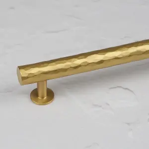 Satin Brass Hammered T Bar Cabinet Handle 160mm