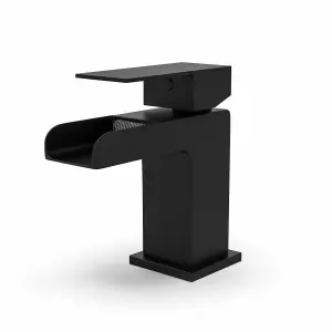 Nes Home Waterfall Basin Mono Mixer Tap Matte Black Bathroom Sink Faucet