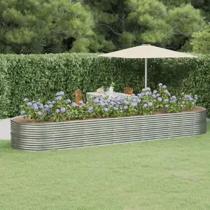 Berkfield Garden Planter Powder-coated Steel 510x140x68 cm Silver