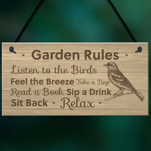 Garden Rules Sign Shabby Chic Garden Summerhouse Shed Sign Friendship Gift