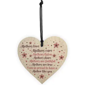 Red Ocean Mother's Day Gift Mother's Day Card Wooden Heart Gift For Mum Daughter Son Gifts Keepsake