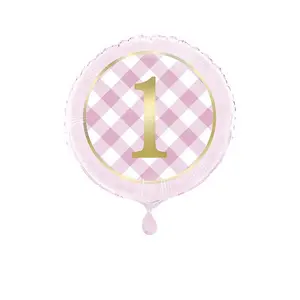 Unique Party Gingham 1st Birthday Foil Balloon Pink (One Size)