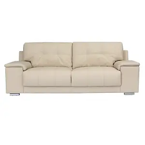 Kensington Faux Leather 3 Seater Sofa In Ivory