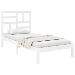 Berkfield Bed Frame White Solid Wood 90x190 cm 3FT Single