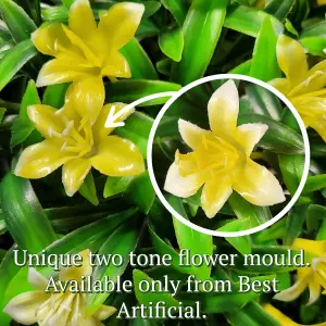 Best Artificial 28cm Yellow Lily Hanging Basket Flower Topiary Ball - Suitable for Outdoor Use - Weather & Fade Resistant