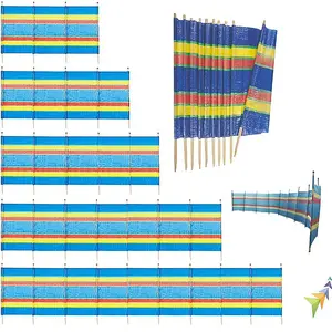 Abaseen 10 Pole 5ft x 20ft Blue Windbreak, Extra Tall Windbreaker for Camping, Caravan, Festival and Beach