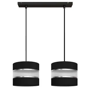 Luminosa Helen Straight Bar Pendant Ceiling Light Black, Silver 45cm